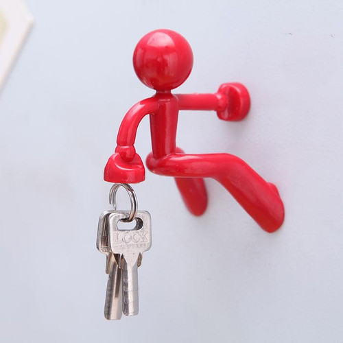 2 PCS Cute Humanoid Strong Magnet Key Hanger Multifunctional Magnetic Refrigerator Magnet, Random Color Delivery