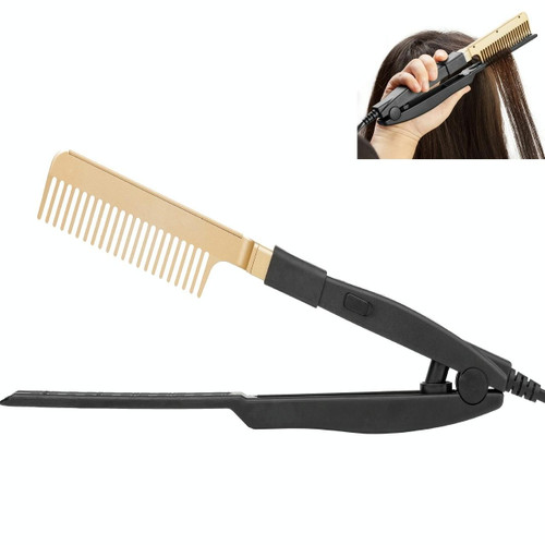 Portable Wet And Dry Clip Hair Straightener Straight Hair Comb(US Plug)