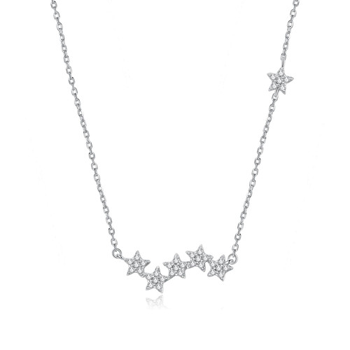 S925 Sterling Silver Brilliant Stars Women Nacklace Jewelry