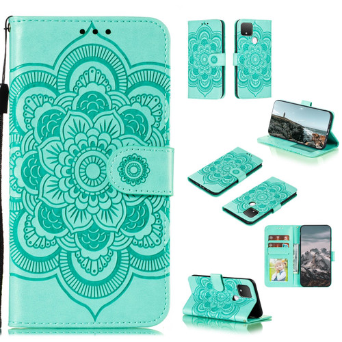 For Google Pixel 5 Mandala Embossing Pattern Horizontal Flip PU Leather Case with Holder & Card Slots & Walle & Lanyard(Green)