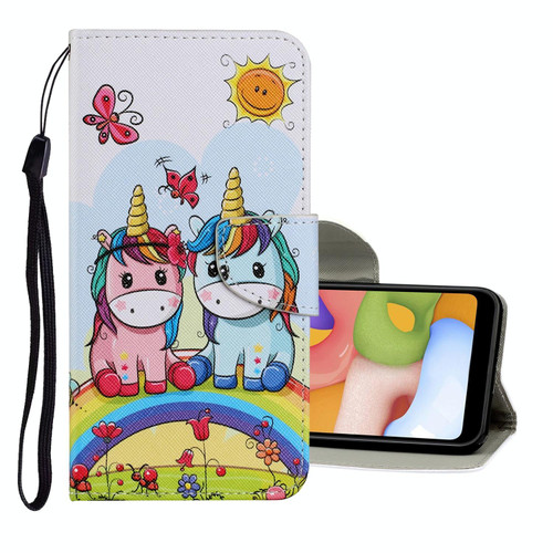 For Samsung Galaxy M31 / M31s Coloured Drawing Pattern Horizontal Flip PU Leather Case with Holder & Card Slots & Wallet & Lanyard(Couple Unicorn)
