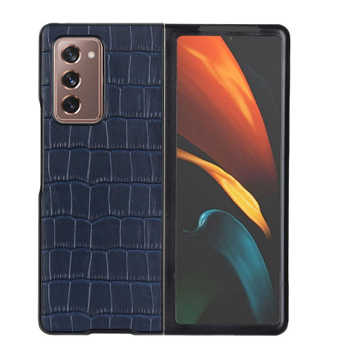 For Samsung Galaxy Z Fold2 5G Crocodile Texture Shockproof Protective Case(Blue)
