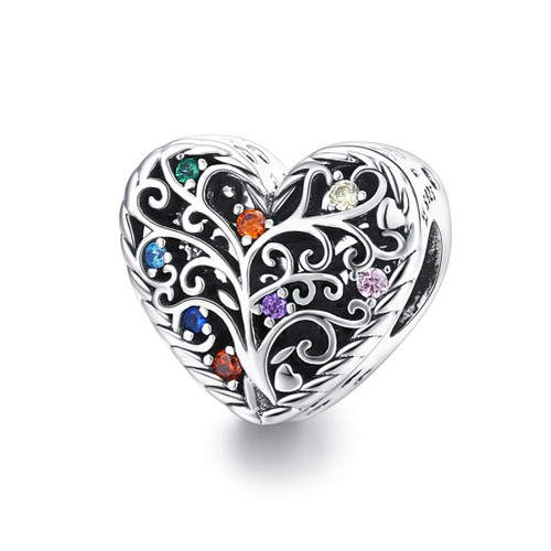 S925 Sterling Silver Tree of Life Heart-shaped Hollow Zircon Beads DIY Bracelet Necklace Accessories S925 Sterling Silver Tree of Life Heart-shaped Hollow Zircon Beads DIY Bracelet Necklace Accessories