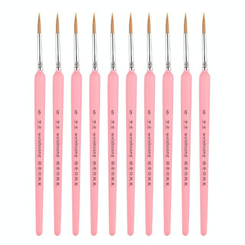 10 PCS 6 WeiZhuang Hook Line Pen Painting Hand-painted Watercolor Wolf Mint Hook Line Pen Painting Stroke Thin Line Brush, Color:Pink