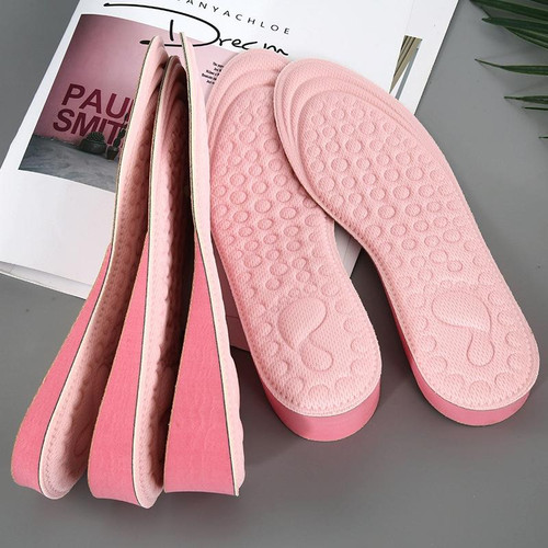 2 Pairs Massage Inner Heightening Insoles Men and Women EVA Breathable Sports Heightening Shoes Full Pad, Size: 35-36(Pink 1.5cm)