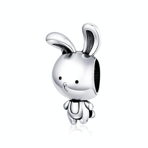 S925 Sterling Silver Simple Animal Rabbit Beaded DIY Bracelet Jewelry Accessories