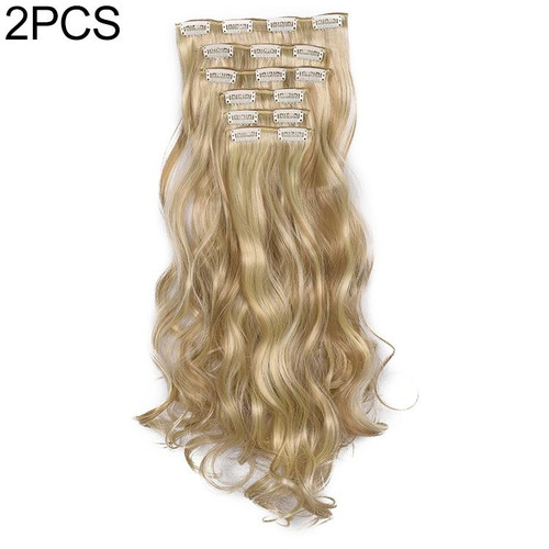 2 PCS 50cm 16 Card Long Curly Hair Wig Seamless Hair Extension Piece(13.24H613#)