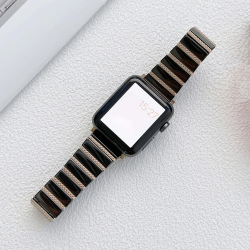 Ceramic One-bead Steel Strap Watch Band For Apple Watch Ultra 49mm&Watch Ultra 2 49mm / Series 9&8&7 45mm / SE 3&SE 2&6&SE&5&4 44mm / 3&2&1 42mm(Black Rose Gold) Ceramic One-bead Steel Strap Watch Band For Apple Watch Ultra 49mm&Watch Ultra 2 49mm / Series 9&8&7 45mm / SE 3&SE 2&6&SE&5&4 44mm / 3&2&1 42mm(Black Rose Gold)