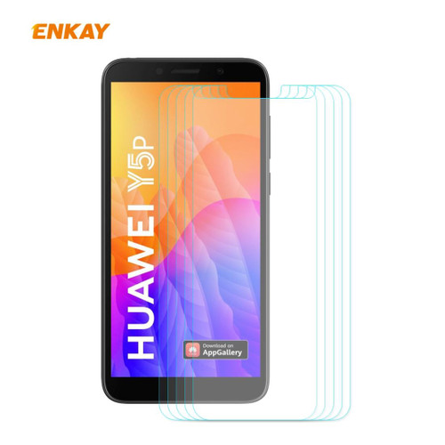 For Huawei Y5p 5 PCS ENKAY Hat-Prince 0.26mm 9H 2.5D Curved Edge Tempered Glass Film