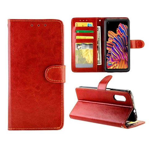 For Samsung Galaxy Xcover Pro Crazy Horse Texture Leather Horizontal Flip Protective Case with Holder & Card Slots & Wallet & Photo Frame(Brown)