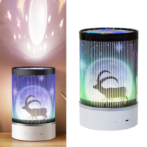 Animation Projection Night Light Multifunctional Portable Decoration Bedroom Bedside Atmosphere Lamp with Remote Control(White)