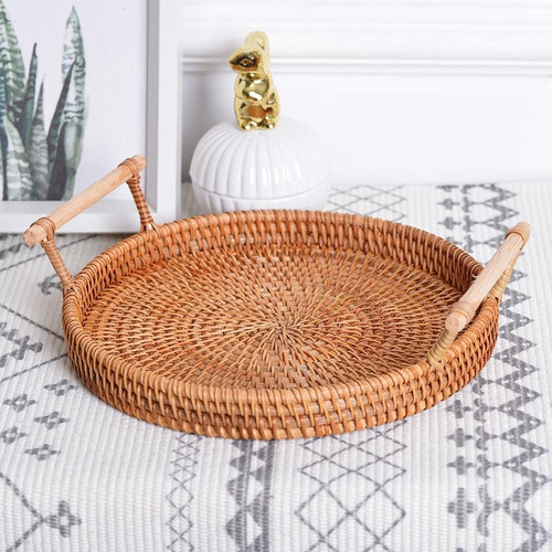 GP23 Braided Sweet Vegetable Fruit Snack Storage Tray Basket, Size: M