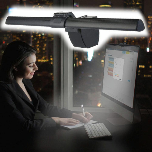 Monitor Screen Hanging Lamp LED Office Computer Notebook Reading Smart Eye Protection Desk Lamp(Black)