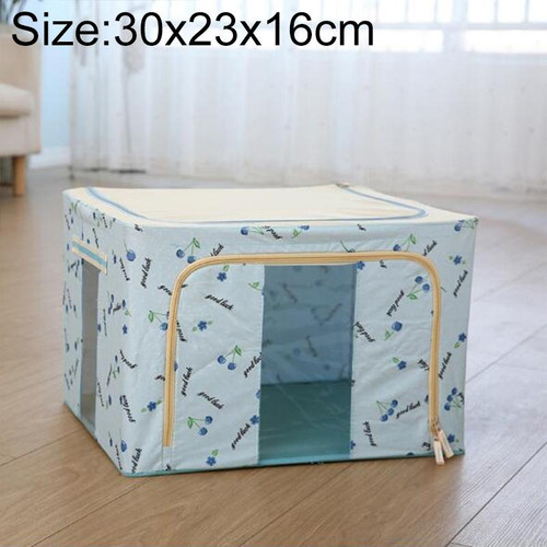 Folding Storage Box Non Woven Fabric With Zipper Moisture-proof Clothes Storage Box, Size:11L 30x23x16cm(Blue Cherry)