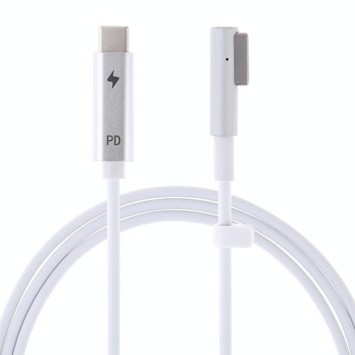 45W / 60W / 65W 5 Pin MagSafe 1 (L-Shaped) to USB-C / Type-C PD Charging Cable (White)