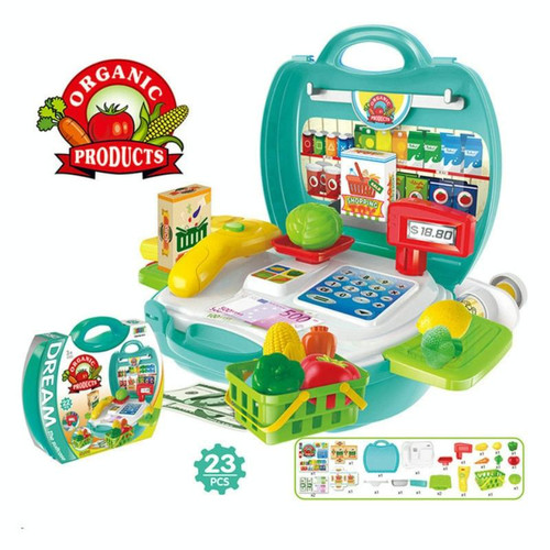 Children Simulation Kitchen Tableware Tool Set Cosmetics Pretend Play House Suitcase Toy, Style:Supermaket