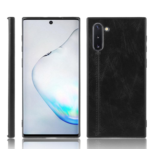 For Galaxy Note10 Shockproof Sewing Cow Pattern Skin PC + PU + TPU Case(Black)
