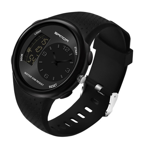 SANDA 763 Men Waterproof Student Watch Explosive Fashion Multi Functional Night light Outdoor Sports Personality Electronic Wrist Watch(Black)