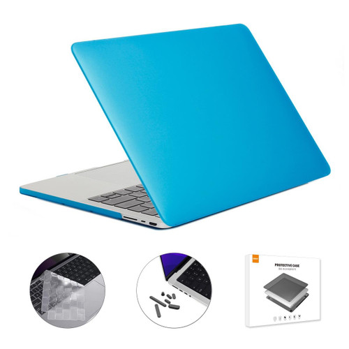 ENKAY Hat-Prince 3 in 1 Matte Laptop Protective Case + TPU Keyboard Film + Anti-dust Plugs Set for MacBook Pro 14.2 inch A2442 2021/A2779 2023, Version:US Version(Light Blue)