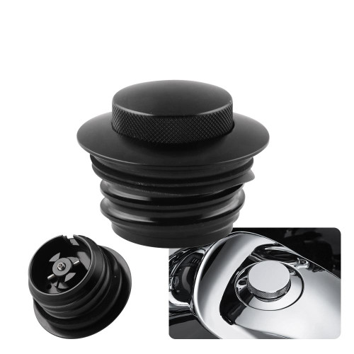 Motorcycle Flush Pop-up Gas Cap with O-ring for Harley Davidson (Black)