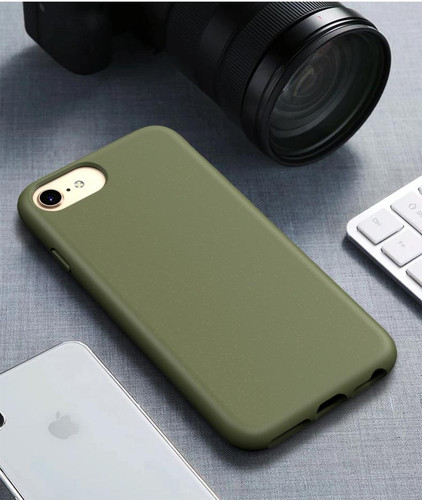 For iPhone7 & 8 Starry Series Shockproof Straw Material + TPU Protective Case(Dark Green)