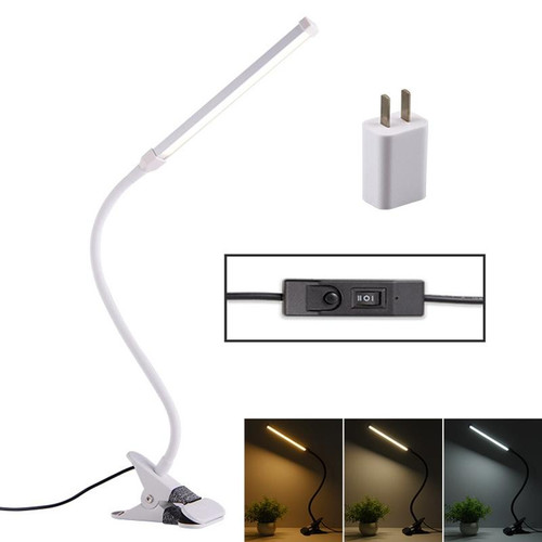 LED Desk Lamp 8W Folding Adjustable Eye Protection Table Lamp, USB Plug-in Version + Power Plug(White)