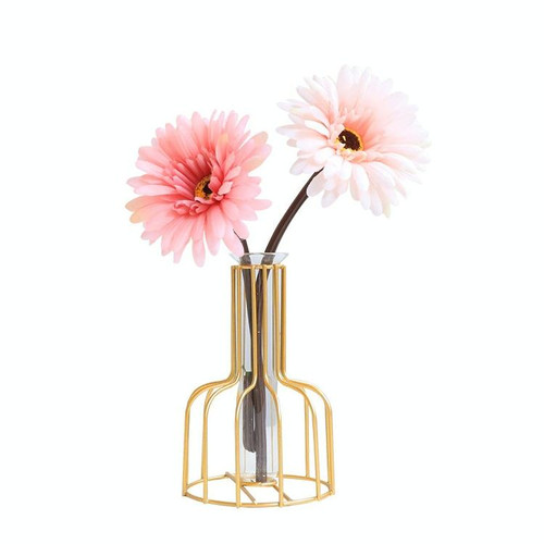 Wrought Iron Hydroponic Green Dried Flower Glass Flower Insert Decoration Without  Fake Flowers(Gold)
