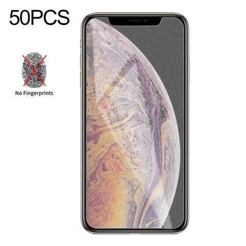 For iPhone XS Max / iPhone 11 Pro Max 50pcs Matte Frosted Tempered Glass Film, No Retail Package