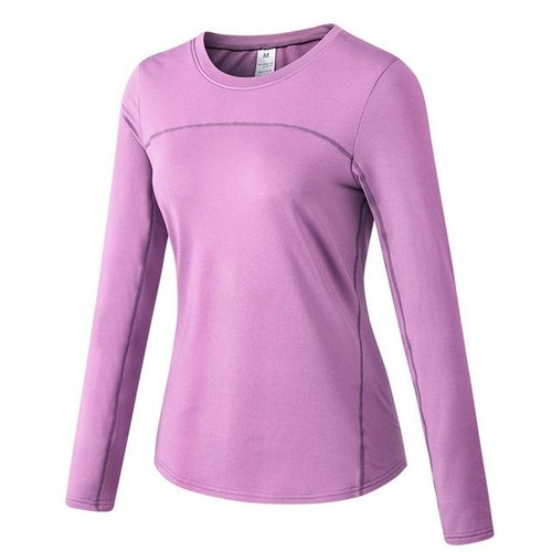 Fall And Winter Plus Velvet Quick-drying Stretch Yoga Long-sleeved Shirt for Ladies (Color:Purple Size:M) Fall And Winter Plus Velvet Quick-drying Stretch Yoga Long-sleeved Shirt for Ladies (Color:Purple Size:M)