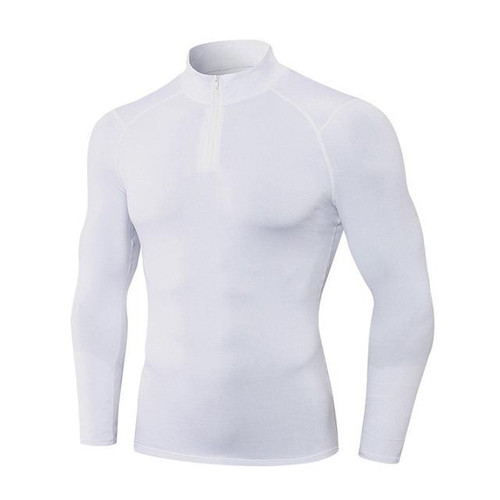 Autumn And Winter Plus Velvet Half Zipper Long-sleeved Slim Fit Sportswear For Men (Color:White Size:L)