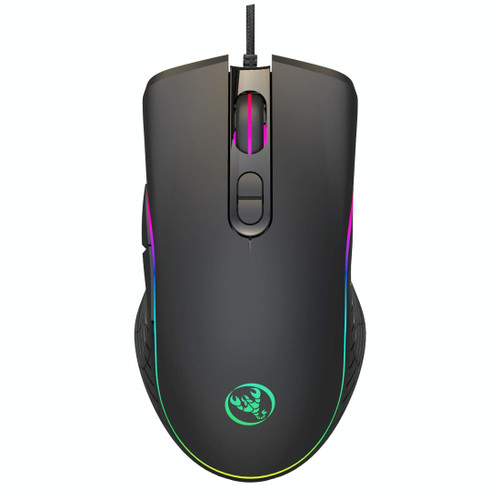 HXSJ A867 USB 6400DPI Four-speed Adjustable RGB Illuminate Wired E-sport Gaming Mouse, Length: 1.5m