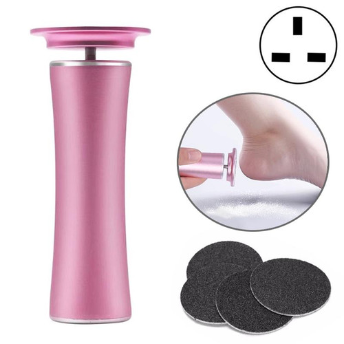 Electric Foot File Speed Adjustable Sandpaper Discs Callus Remover Pedicure Fast Remove Feet Hard Cracked Dry Dead Skin Tool, Plug Type:UK plug(Pink)