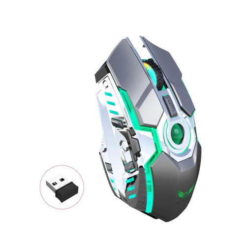 ZERODATE T30 2.4GHz 2400DPI Three-speed Adjustable RGB Backlight Wireless Optical Mouse(Grey)