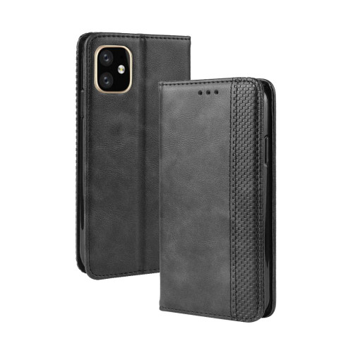 For iPhone 11 Magnetic Buckle Retro Crazy Horse Texture Horizontal Flip Leather Case , with Holder & Card Slots & Photo Frame(Black)