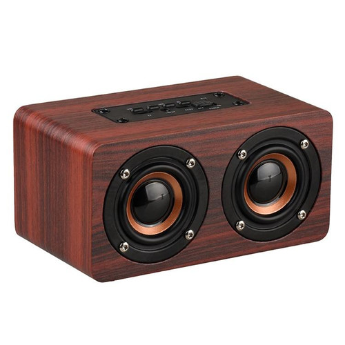 W5 Portable HiFi Shock Bass Wooden Bluetooth Speaker(Dark Brown)