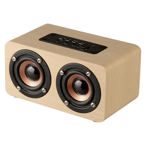 W5 Portable HiFi Shock Bass Wooden Bluetooth Speaker(Yellow)