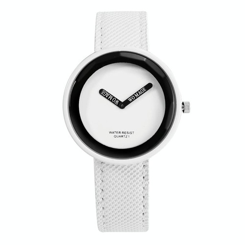 Simple Style Round Dial Matte Leather Strap Quartz Watch for Men / Women(White) Simple Style Round Dial Matte Leather Strap Quartz Watch for Men / Women(White)