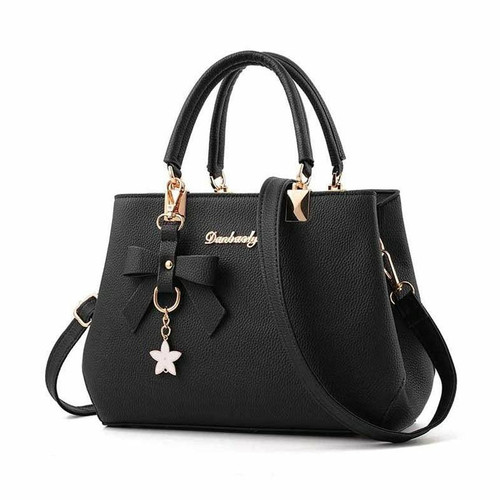 Women Luxury Tote Plum Blossom Bow Sweet Messenger Bag(Black)