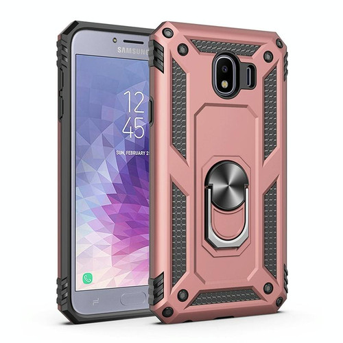 Sergeant Armor Shockproof TPU + PC Protective Case for Galaxy J4 2018, with 360 Degree Rotation Holder (Rose Gold)