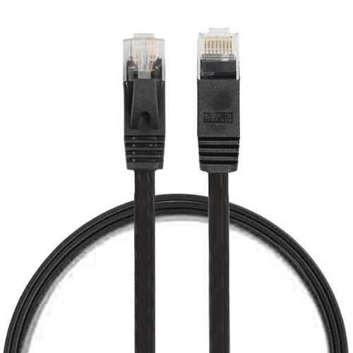 0.5m CAT6 Ultra-thin Flat Ethernet Network LAN Cable, Patch Lead RJ45 (Black)