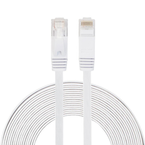 8m CAT6 Ultra-thin Flat Ethernet Network LAN Cable, Patch Lead RJ45 (White)