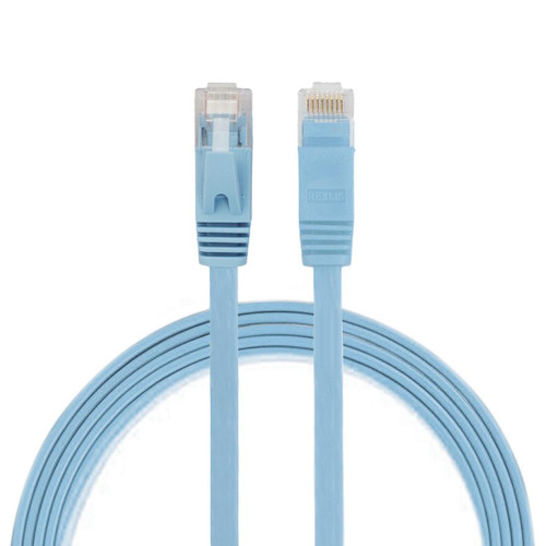 1m CAT6 Ultra-thin Flat Ethernet Network LAN Cable, Patch Lead RJ45 (Blue)