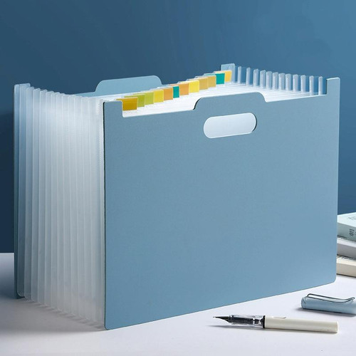 Deli  A4 Vertical Organ Bag Can Hold Test Papers And Organize Folders(Light Blue)
