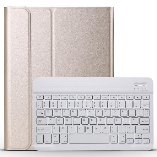 Detachable Bluetooth Keyboard + Brushed Texture Horizontal Flip Leather Tablet Case with Holder for iPad Pro 11 inch (2018)(Gold)