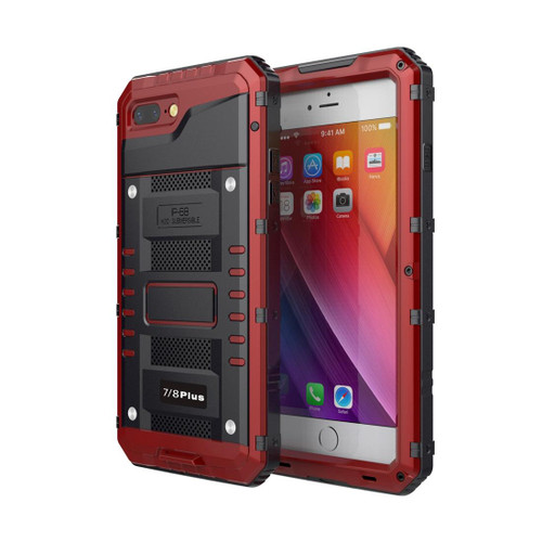 Waterproof Dustproof Shockproof Zinc Alloy + Silicone Case for iPhone 8 Plus & 7 Plus (Red)