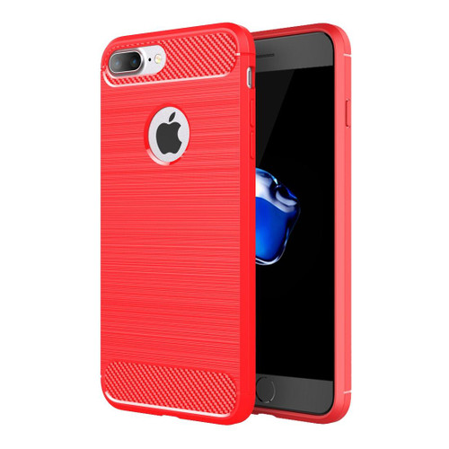 For iPhone 7 Plus Brushed Texture Fiber TPU Rugged Armor Protective Case(Red)
