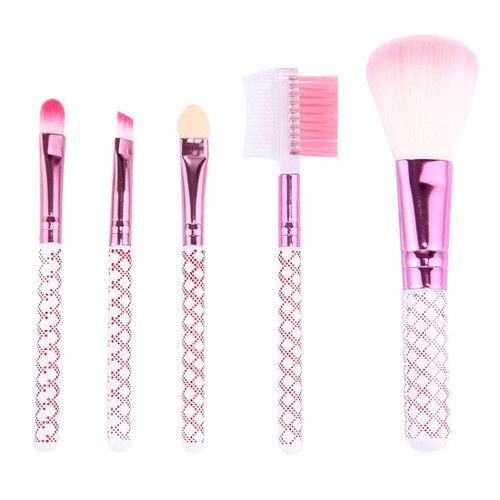 5 in 1 Pink Stripes Pattern Professional Makeup Tool Kit
