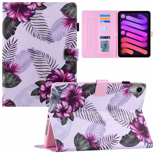 For iPad mini 6 Silk Texture Horizontal Flip Tablet Leather Case with Holder & Card Slot & Sleep / Wake-up Function(Purple Flower) For iPad mini 6 Silk Texture Horizontal Flip Tablet Leather Case with Holder & Card Slot & Sleep / Wake-up Function(Purple Flower)