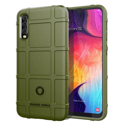 Shockproof Rugged  Shield Full Coverage Protective Silicone Case for Galaxy A50(Army Green)