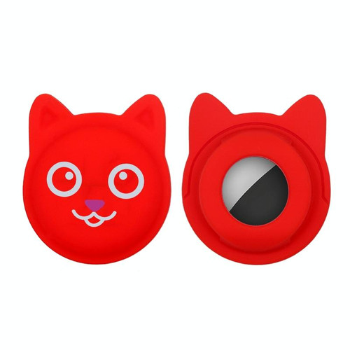 Hanhan Smiley Cute Cartoon Pet Collar Anti-lost Tracker Silicone Case For AirTag(Red)